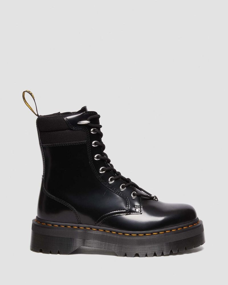 Black Doctor Martens Jadon II Boot Hardware Buttero Leather Platforms (Buttero) | VT92-K5WU