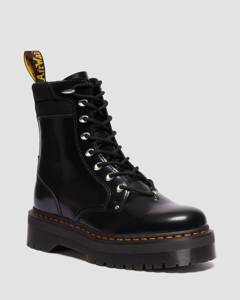 Black Doctor Martens Jadon II Boot Hardware Buttero Leather Platforms (Buttero) | VT92-K5WU