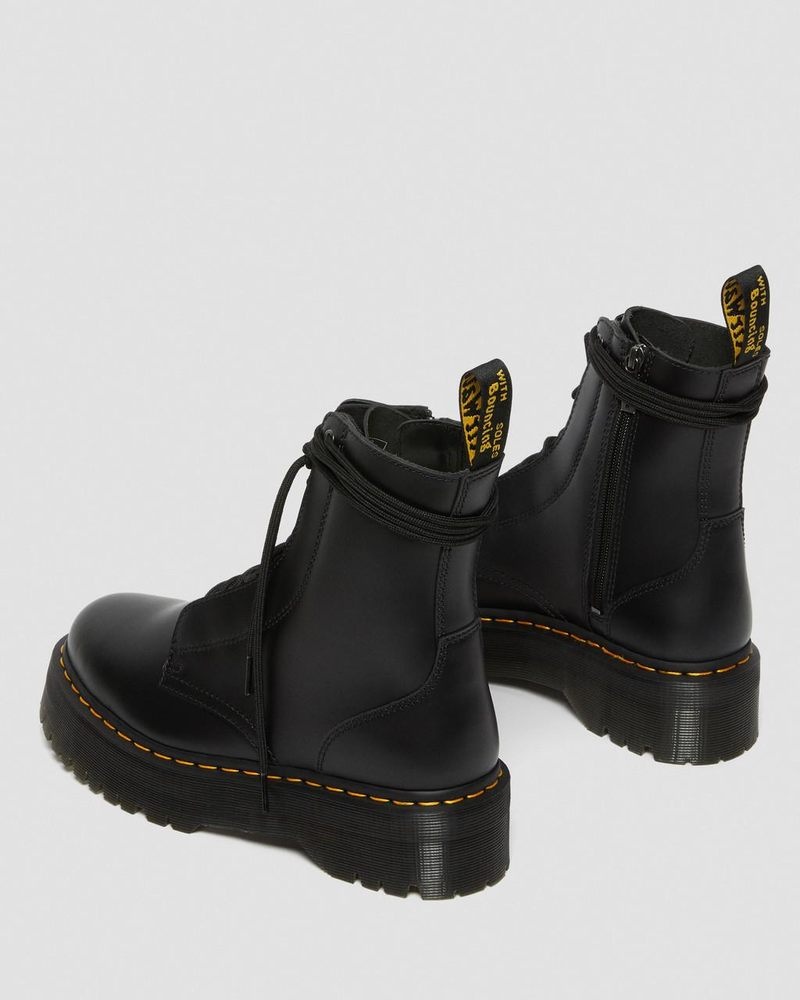 Black Doctor Martens Jarrick Smooth Leather Platform Boots (Smooth Leather) | YW54-M7AL