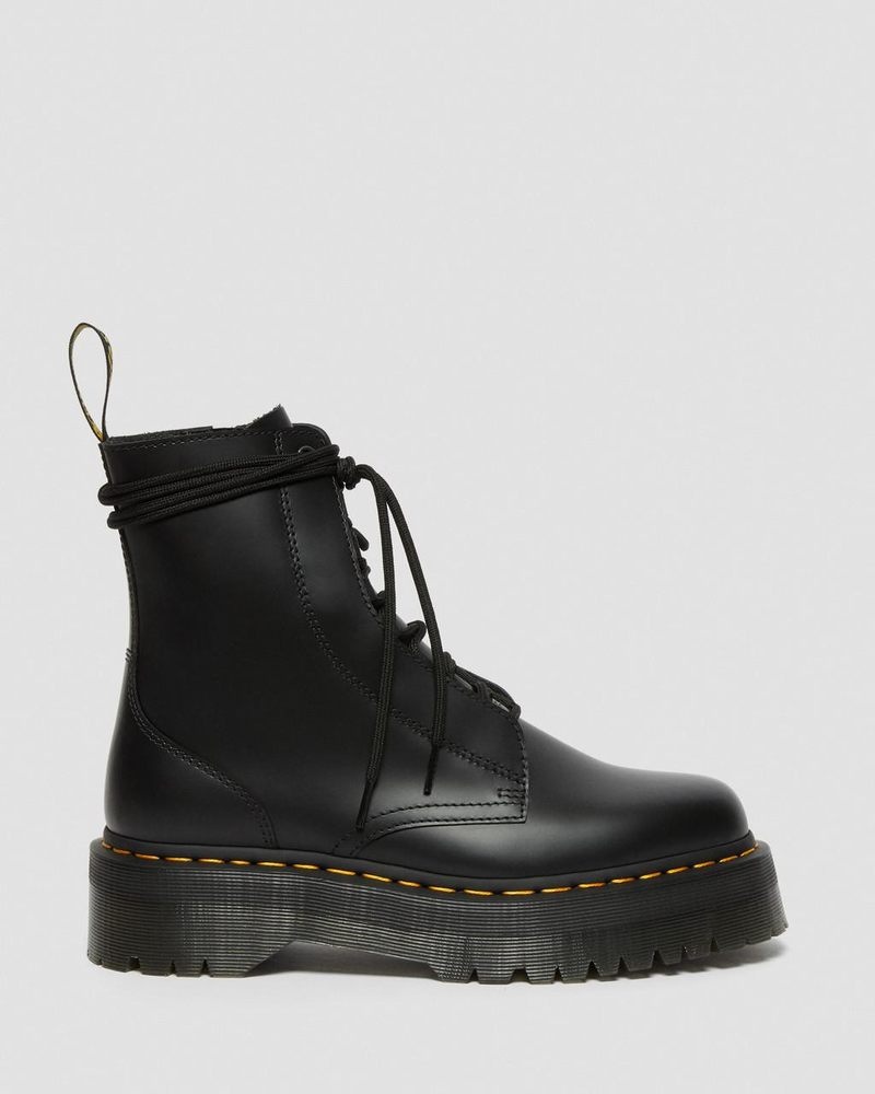 Black Doctor Martens Jarrick Smooth Leather Platform Boots (Smooth Leather) | YW54-M7AL