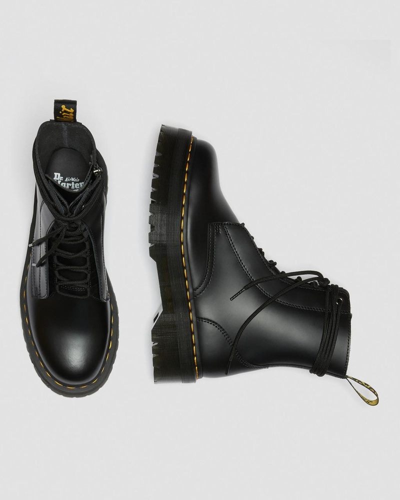 Black Doctor Martens Jarrick Smooth Leather Platform Boots (Smooth Leather) | YW54-M7AL