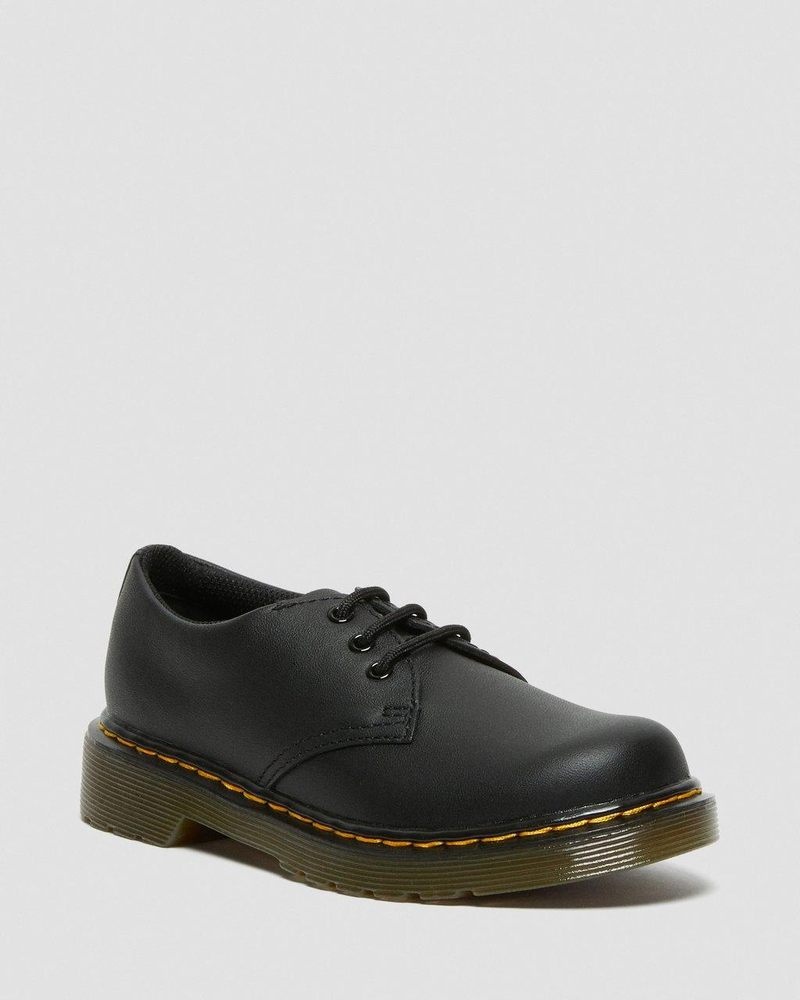 Black Doctor Martens Junior 1461 Softy T Leather Shoes (Softy T) | EV18-E6CJ