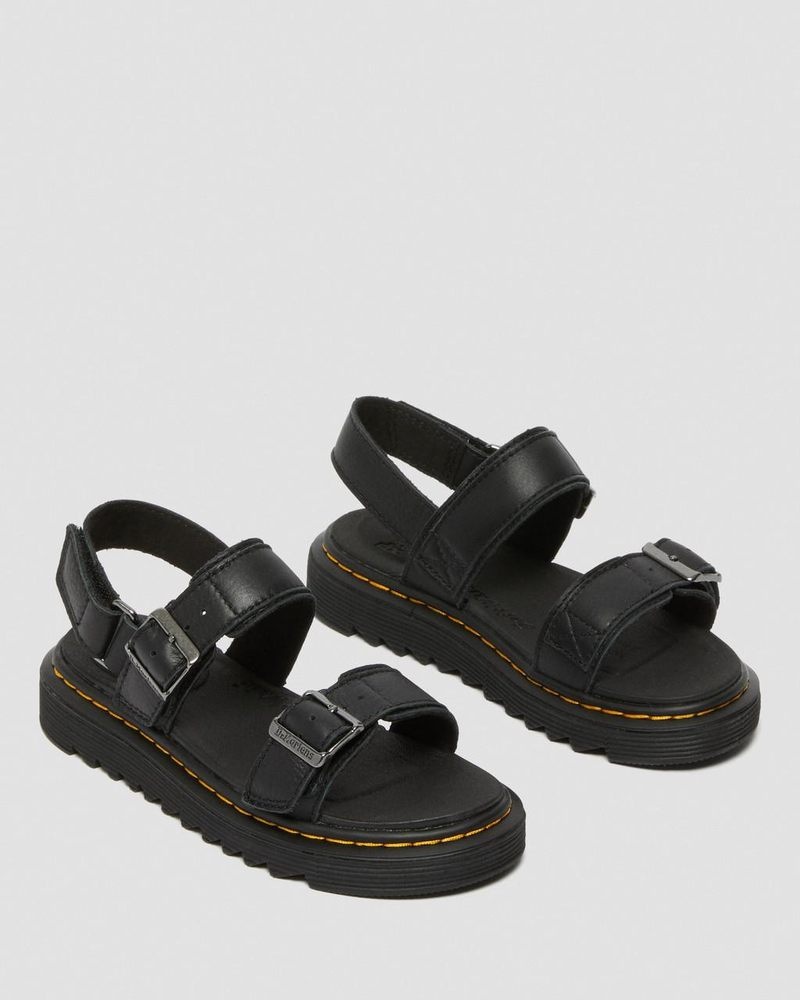 Black Doctor Martens Junior Kyle Leather Sandals | CG46-K0QF