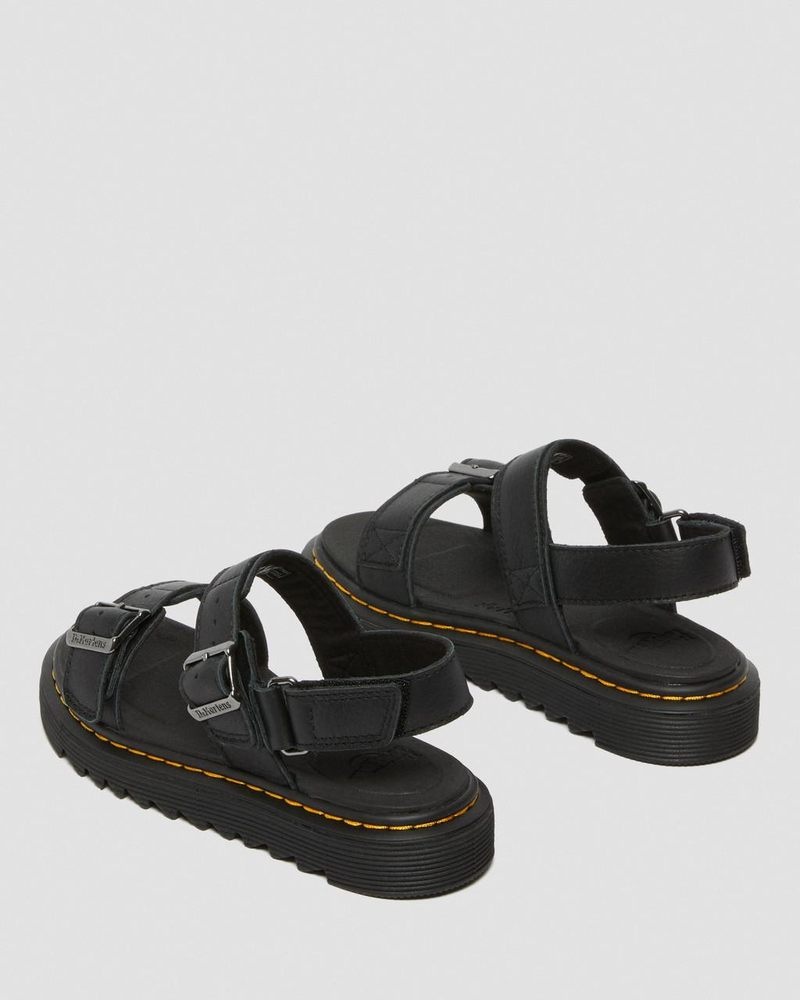 Black Doctor Martens Junior Kyle Leather Sandals | CG46-K0QF