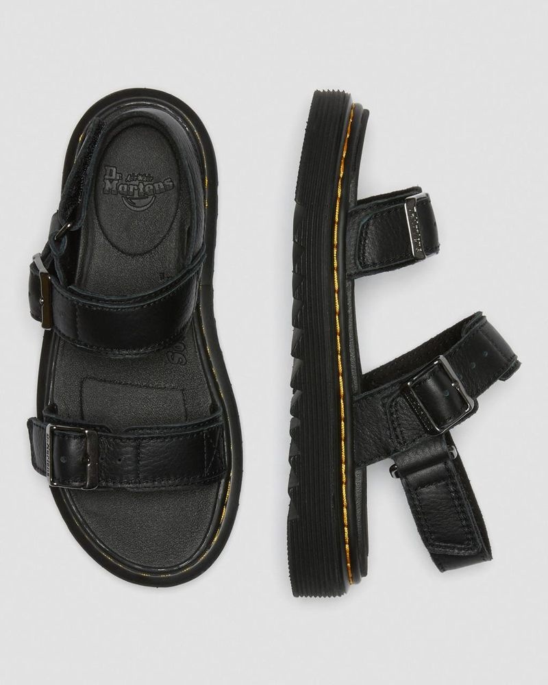 Black Doctor Martens Junior Kyle Leather Sandals | CG46-K0QF