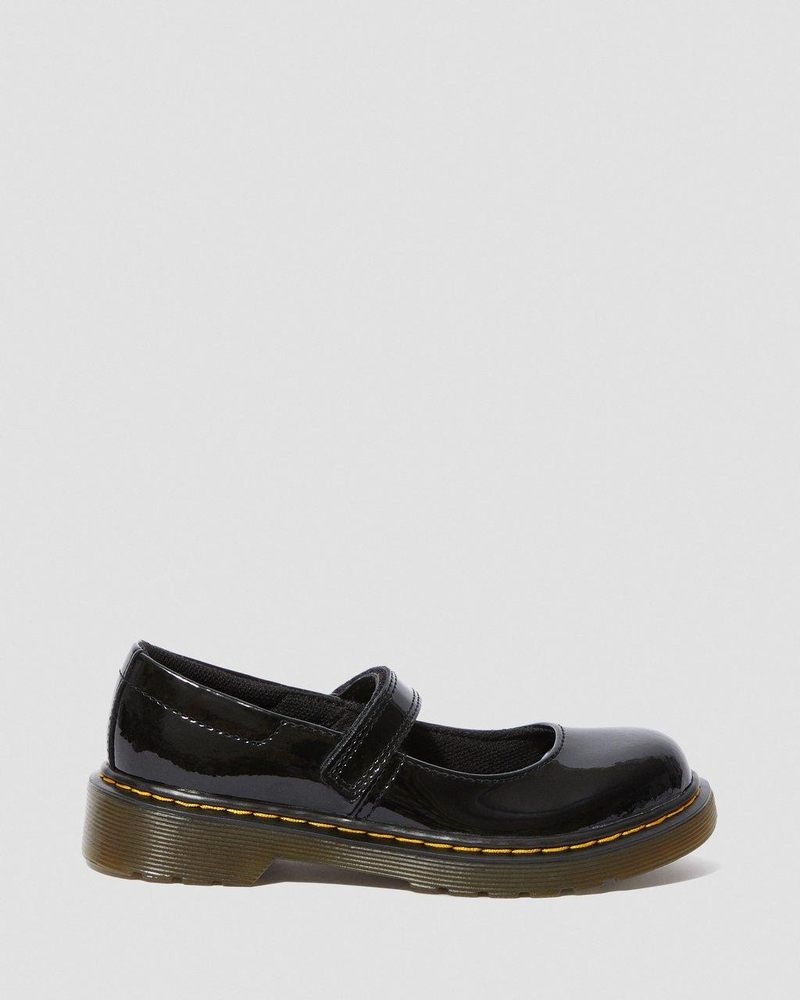 Black Doctor Martens Junior Maccy Patent Leather Mary Jane Shoes (Patent Leather) | SE72-E8DW