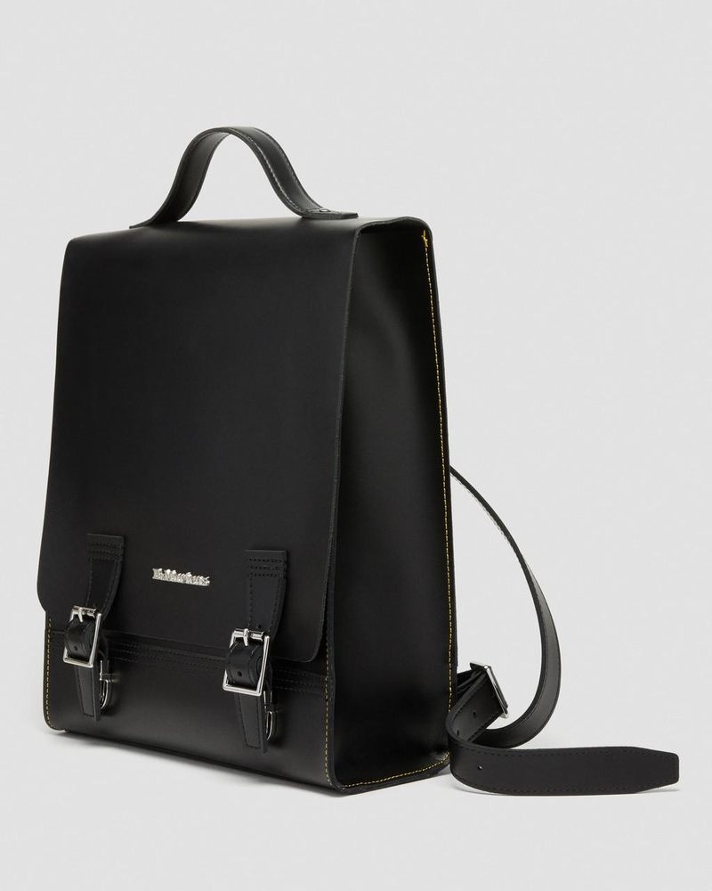 Black Doctor Martens Leather Box Backpack (Kiev) | AP88-K8RA