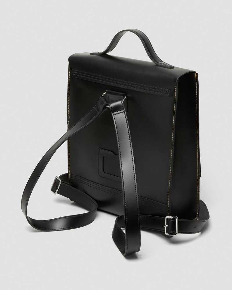 Black Doctor Martens Leather Box Backpack (Kiev) | AP88-K8RA