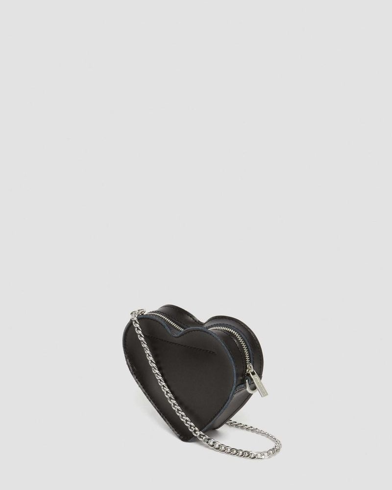 Black Doctor Martens Mini Heart Shaped Kiev & Patent Leather Bag (Kiev+Patent Lamper) | NH52-S6SY