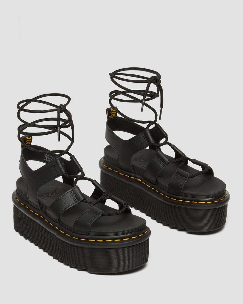 Black Doctor Martens Nartilla Athena Leather Gladiator Platform Sandals (Athena) | DI18-M2WH