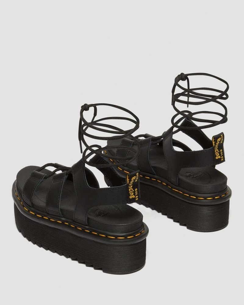 Black Doctor Martens Nartilla Athena Leather Gladiator Platform Sandals (Athena) | DI18-M2WH