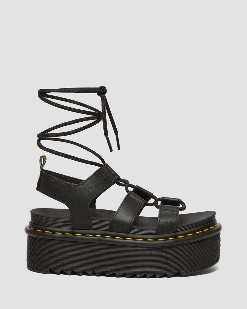 Black Doctor Martens Nartilla Athena Leather Gladiator Platform Sandals (Athena) | DI18-M2WH