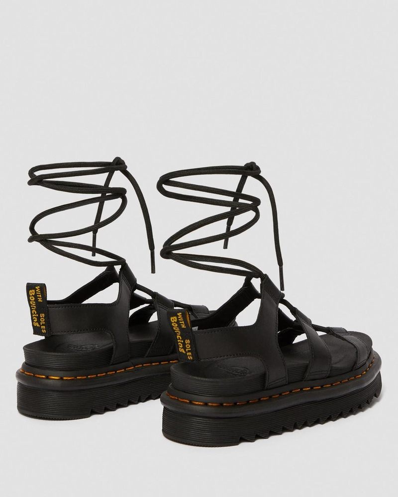 Black Doctor Martens Nartilla - Leather Gladiator Sandals (Hydro Leather) | JM33-S4KT