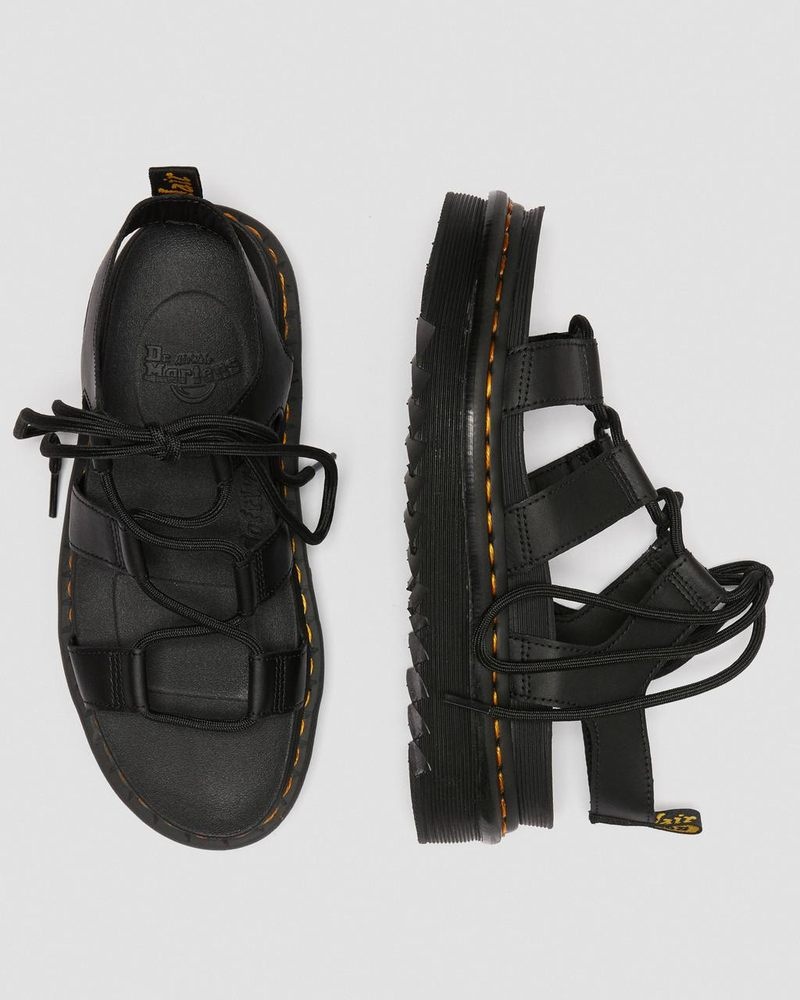 Black Doctor Martens Nartilla - Leather Gladiator Sandals (Hydro Leather) | JM33-S4KT