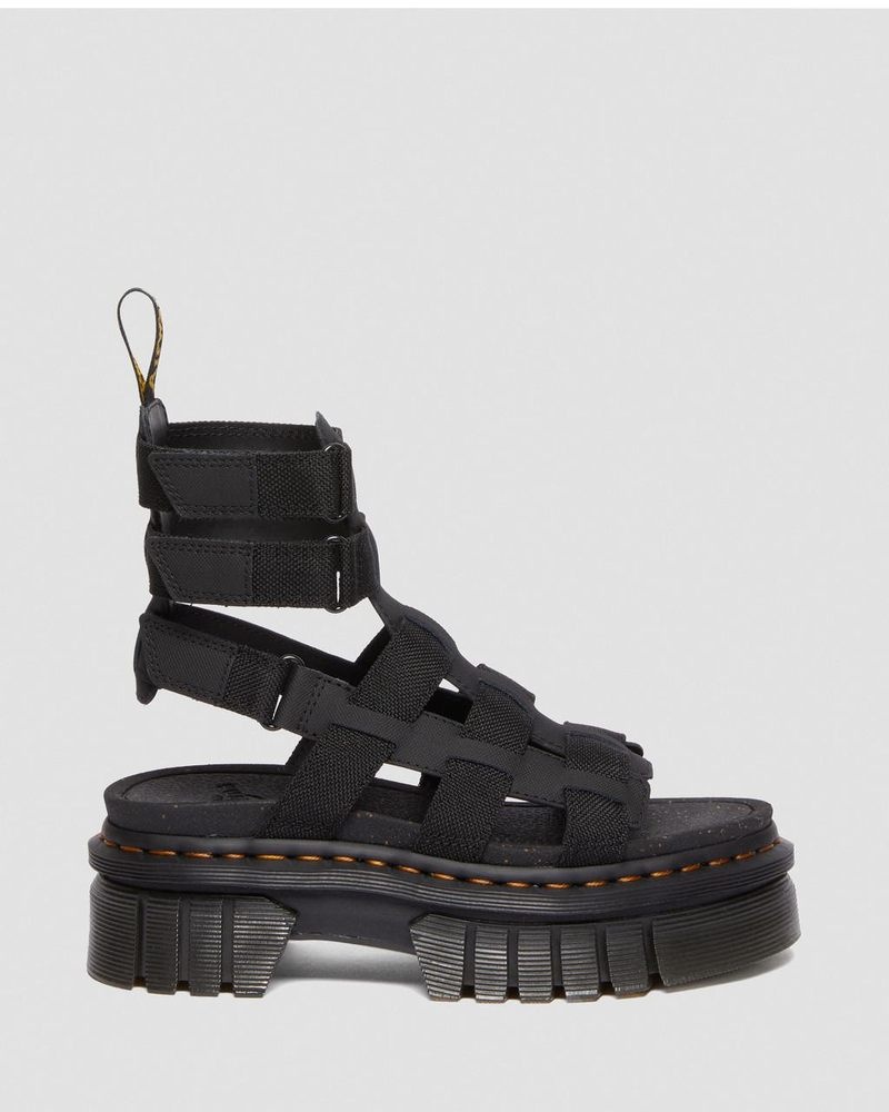 Black Doctor Martens Ricki Leather Platform Gladiator Sandals (Ajax+Extra Tough 50/50) | LO53-M9QN