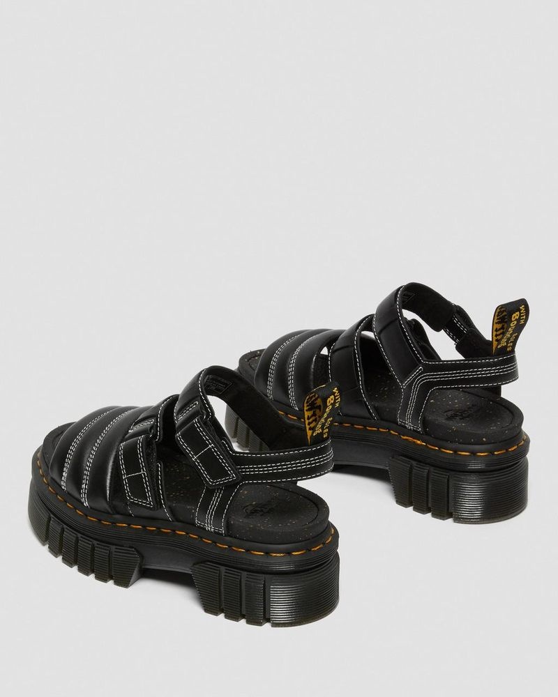 Black Doctor Martens Ricki Nappa Lux Leather 3-Strap Sandals (Nappa Lux) | TN93-L8SS