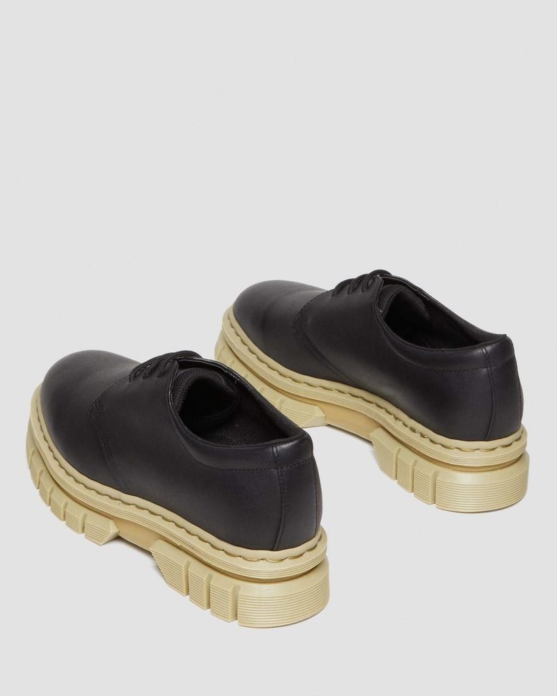 Black Doctor Martens Rikard Contrast Sole Leather Platform Shoes (Polished Lucido) | CJ29-E4ZQ