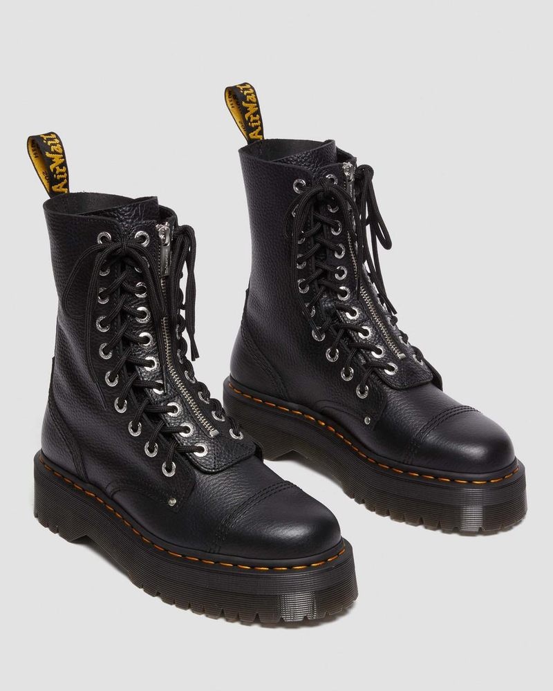 Black Doctor Martens Sinclair Hi Milled Nappa Leather Platform Boots (Milled Nappa) | AT16-E2SR