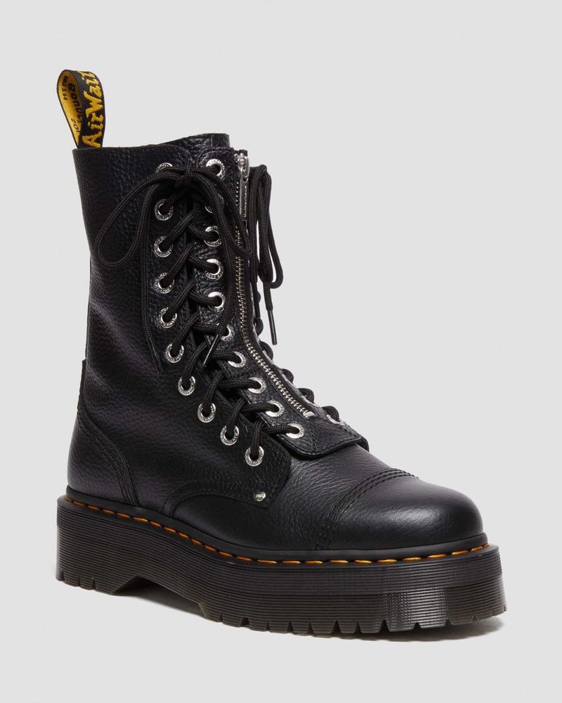 Black Doctor Martens Sinclair Hi Milled Nappa Leather Platform Boots (Milled Nappa) | AT16-E2SR