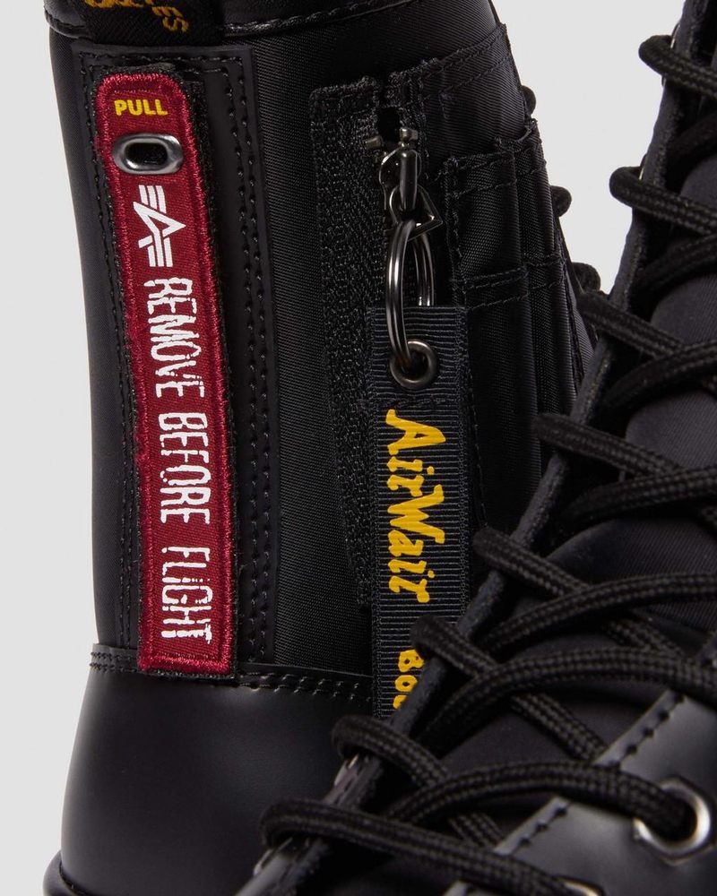 Black Doctor Martens Tarik Alpha Industries Leather & Nylon Utility Boots | BQ78-M4OK