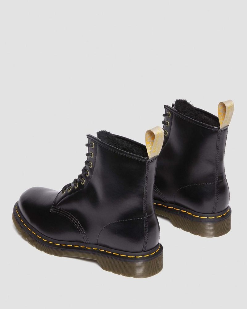 Black Doctor Martens Vegan 1460 Faux Fur Lined Lace Up Boots (Norfolk Vegan) | UO32-V8TK