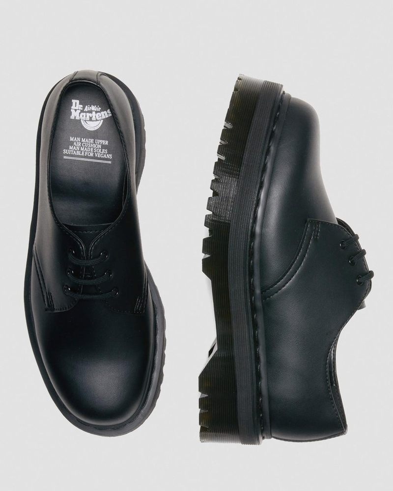 Black Doctor Martens Vegan 1461 Mono Felix Platform Shoes (Felix Rub Off) | KZ85-U0WZ