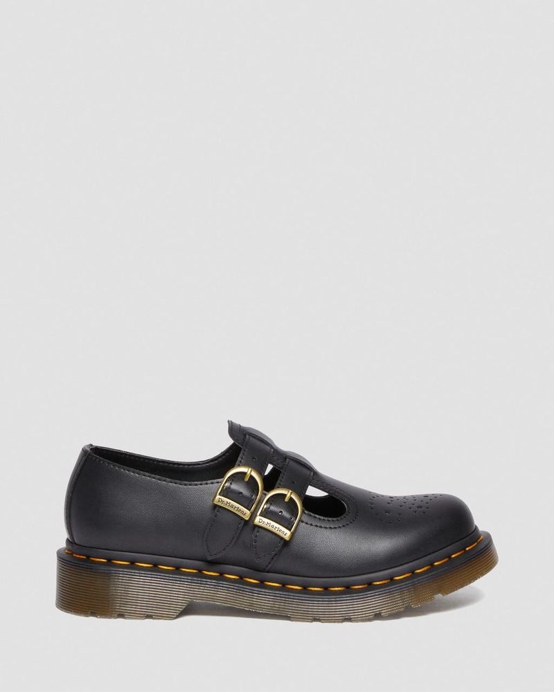 Black Doctor Martens Vegan 8065 Felix Mary Jane Shoes (Felix Rub Off) | IN66-Y4CQ