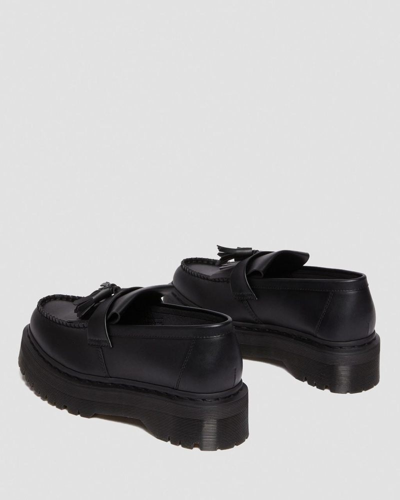 Black Doctor Martens Vegan Adrian Felix Platform Tassel Loafers (Felix Rub Off) | IR89-K8HX