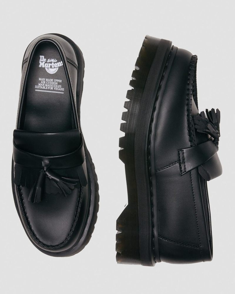 Black Doctor Martens Vegan Adrian Felix Platform Tassel Loafers (Felix Rub Off) | IR89-K8HX