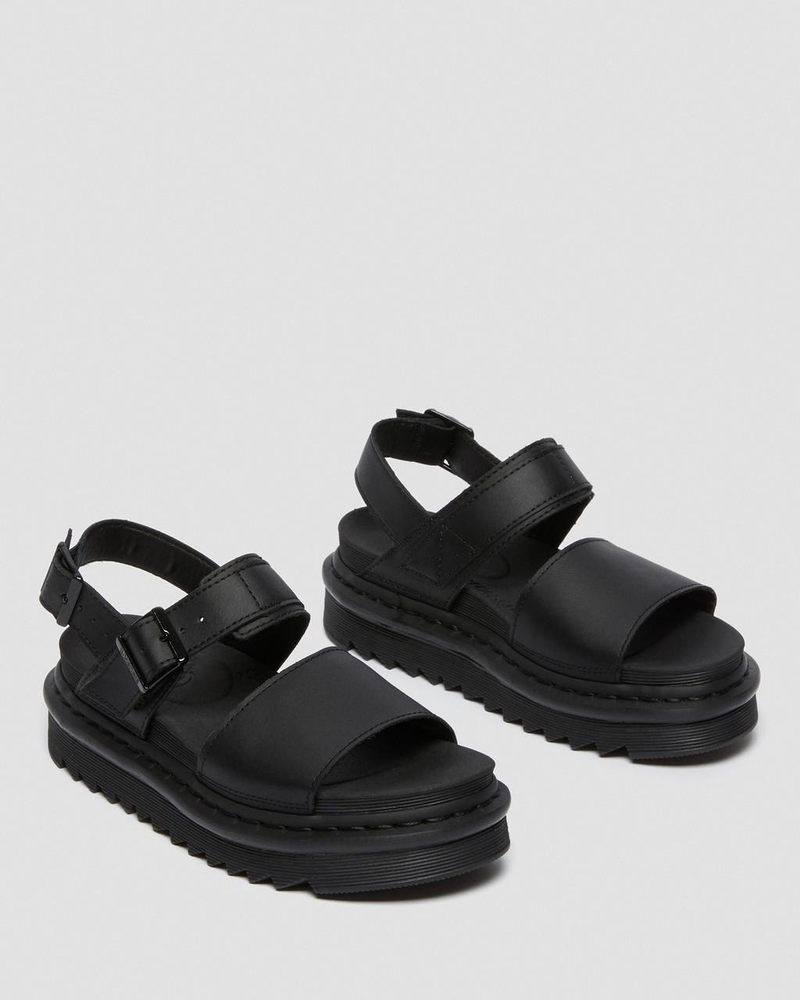 Black Doctor Martens Voss - Leather Strap Sandals (Hydro Leather) | LR69-H1KS