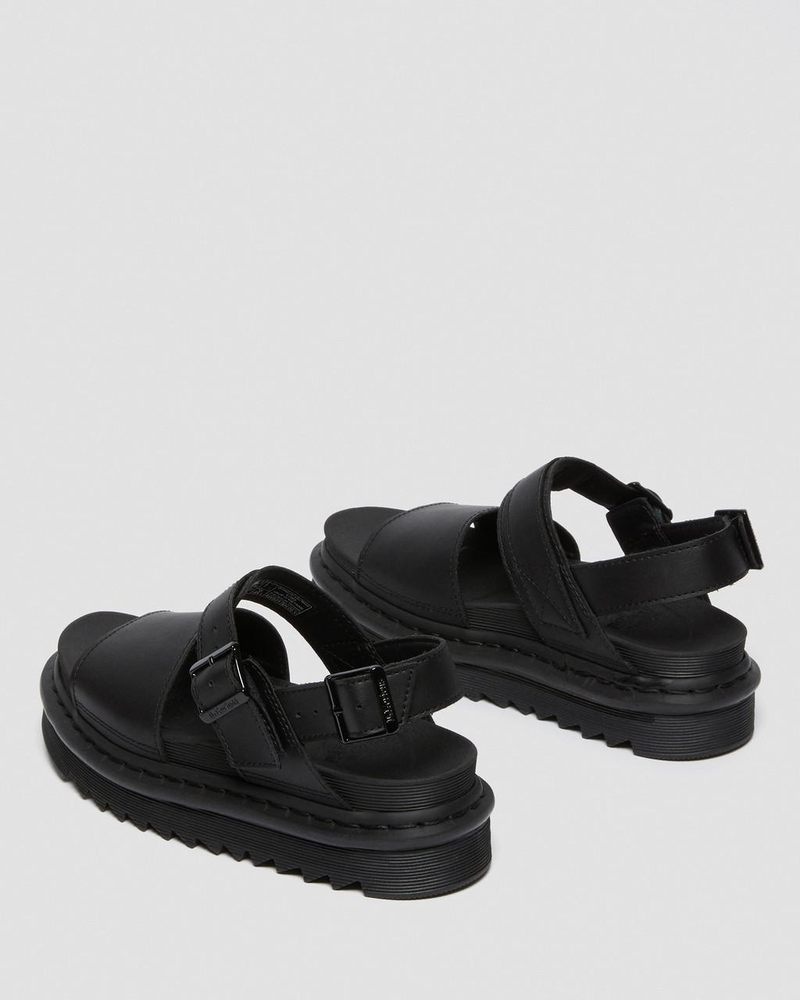 Black Doctor Martens Voss - Leather Strap Sandals (Hydro Leather) | LR69-H1KS