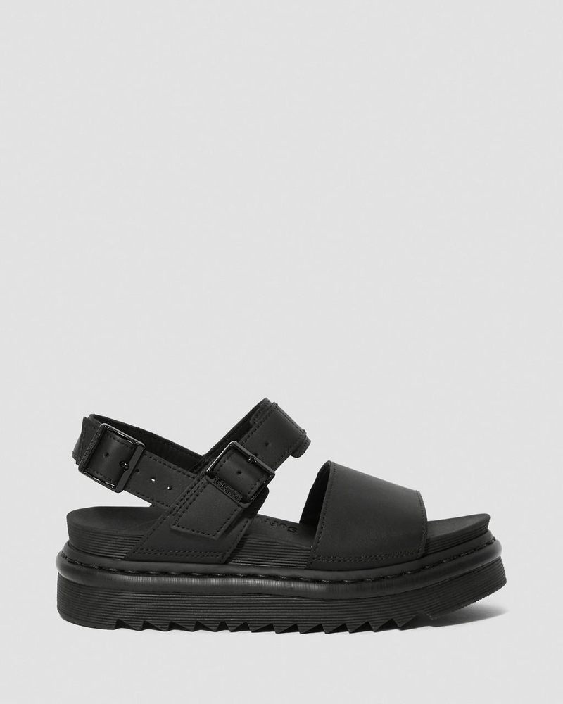 Black Doctor Martens Voss - Leather Strap Sandals (Hydro Leather) | LR69-H1KS