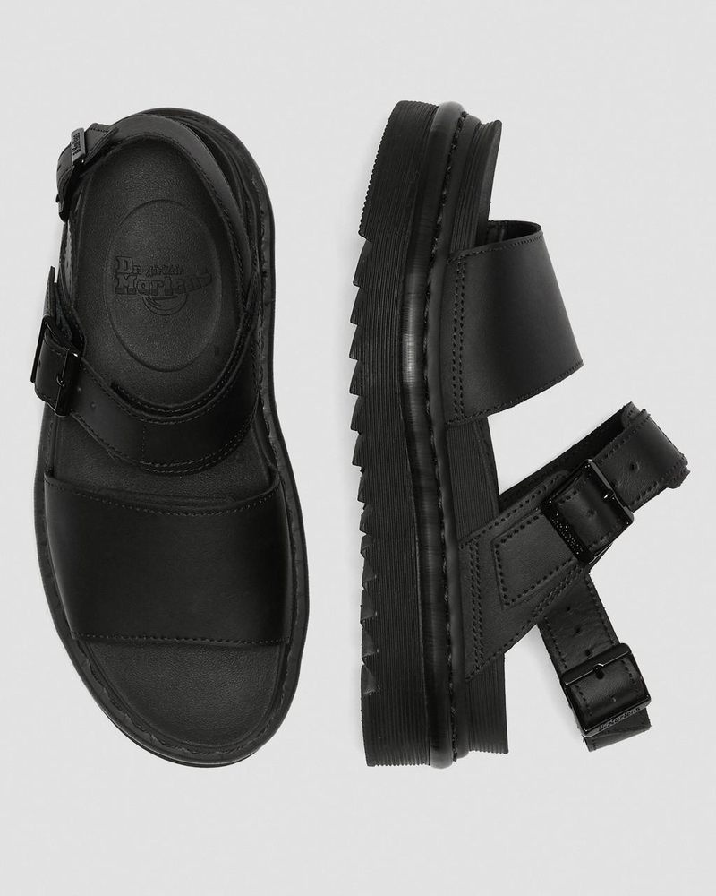 Black Doctor Martens Voss - Leather Strap Sandals (Hydro Leather) | LR69-H1KS