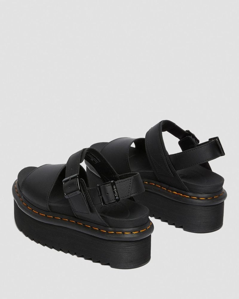 Black Doctor Martens Voss - Leather Strap Platform Sandals (Hydro Leather) | DB45-L3EG