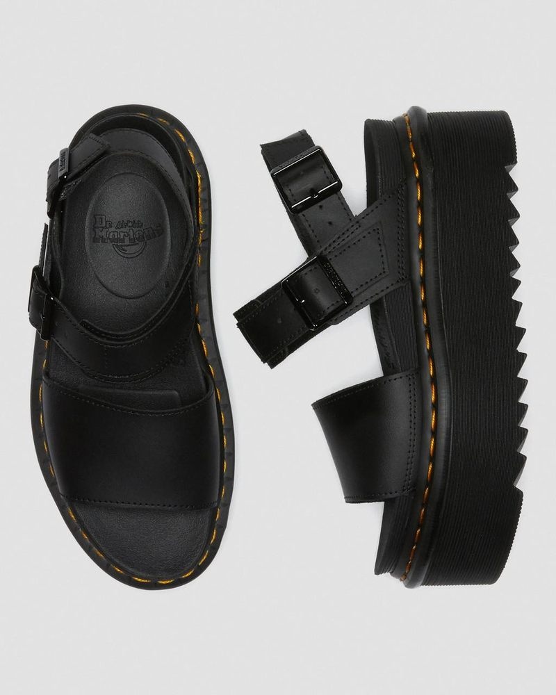 Black Doctor Martens Voss - Leather Strap Platform Sandals (Hydro Leather) | DB45-L3EG