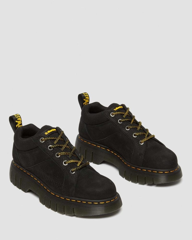 Black Doctor Martens Woodard Tumbled Nubuck Leather Low Casual Boots (Titan) | EQ23-U0TC