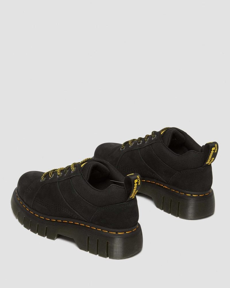 Black Doctor Martens Woodard Tumbled Nubuck Leather Low Casual Boots (Titan) | EQ23-U0TC