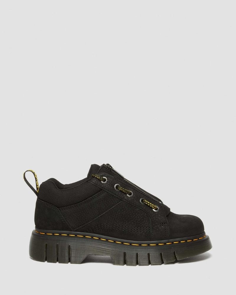 Black Doctor Martens Woodard Tumbled Nubuck Leather Low Casual Boots (Titan) | EQ23-U0TC