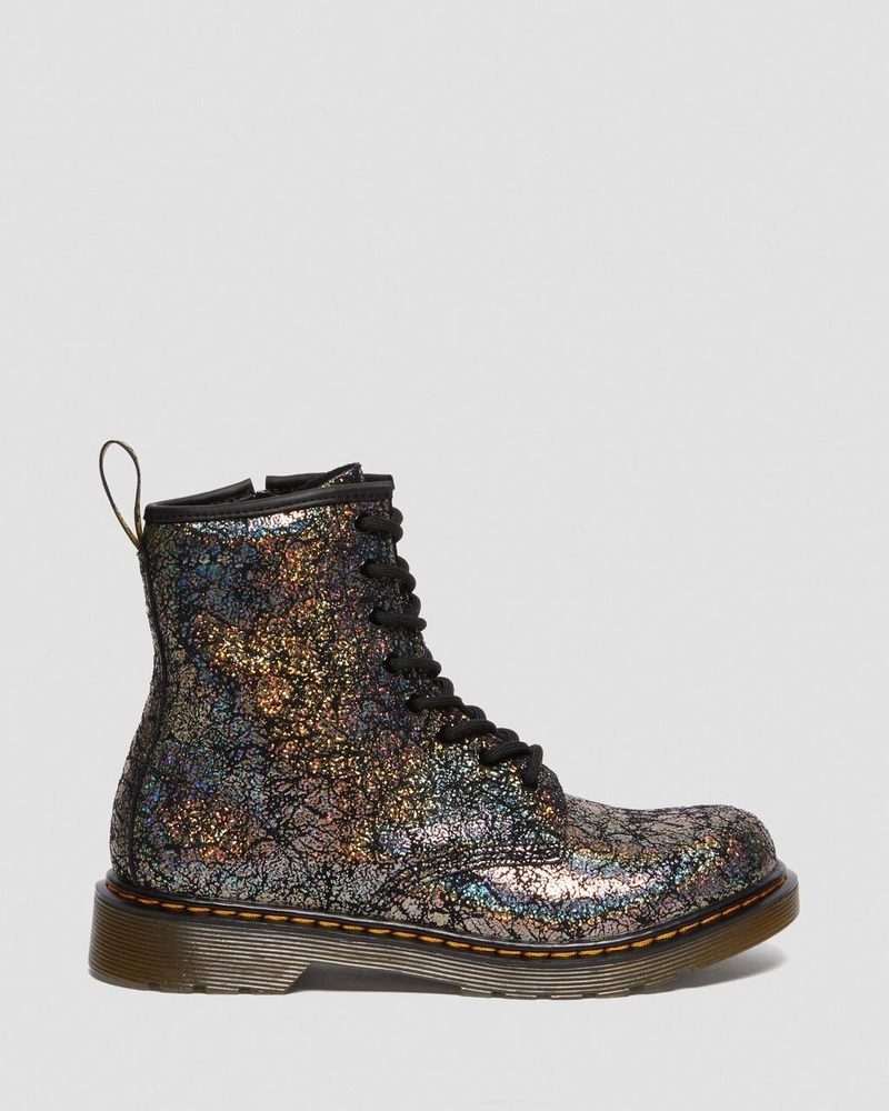 Black Doctor Martens Youth 1460 Crinkle Metallic Lace Up Boots (Disco Crinkle) | EU85-N4OH