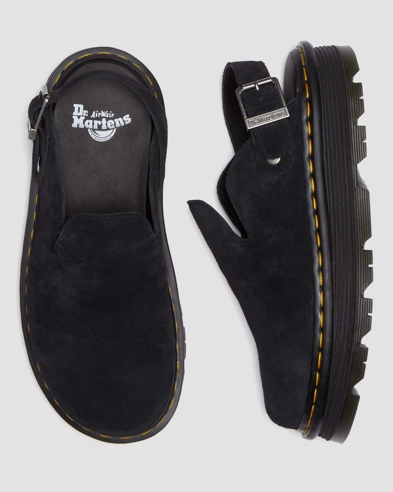 Black Doctor Martens Zebzag Suede Casual Slingback Platform Mules (E.H.Suede) | IW56-B0RK