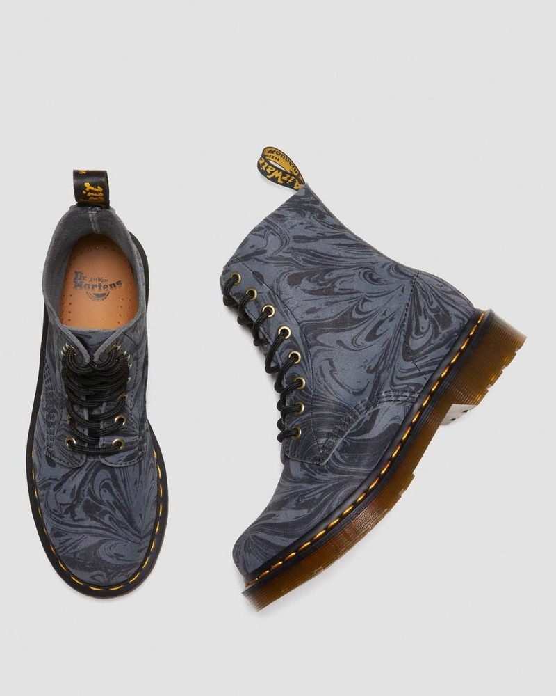 Black / Grey Doctor Martens 1460 Pascal Marbled Suede Lace Up Boots (Marbled Suede) | SJ89-V3ER