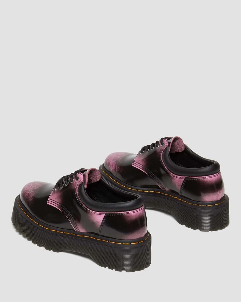 Black / Pink Doctor Martens 8053 Distressed Leather Platform Casual Shoes (Arcadia) | SD61-S4BI