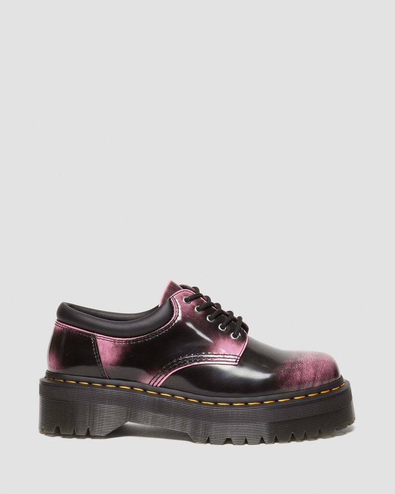 Black / Pink Doctor Martens 8053 Distressed Leather Platform Casual Shoes (Arcadia) | SD61-S4BI