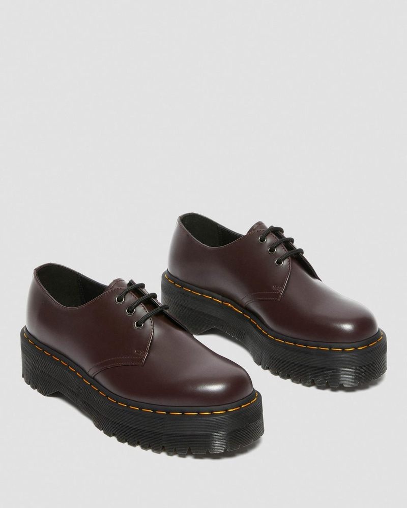 Burgundy Doctor Martens 1461 Smooth Leather Platform Shoes (Smooth Leather) | NJ44-A6BU