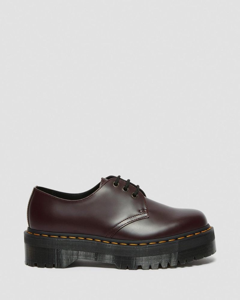 Burgundy Doctor Martens 1461 Smooth Leather Platform Shoes (Smooth Leather) | NJ44-A6BU