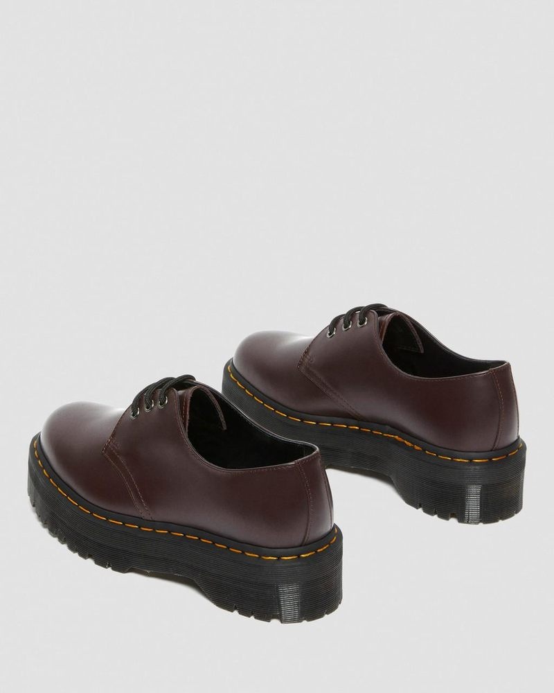 Burgundy Doctor Martens 1461 Smooth Leather Platform Shoes (Smooth Leather) | ZU46-X2PR