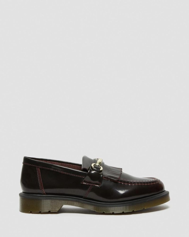 Cherry Red Doctor Martens Adrian Snaffle Smooth Leather Kiltie Loafers (Arcadia) | GX86-A4UD