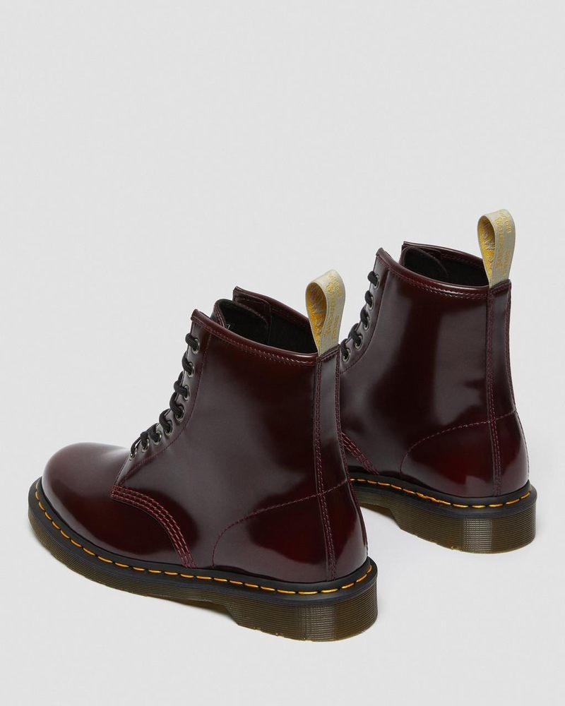 Cherry Red Doctor Martens Vegan 1460 Lace Up Boots (Oxford Rub Off) | UB39-N2SP