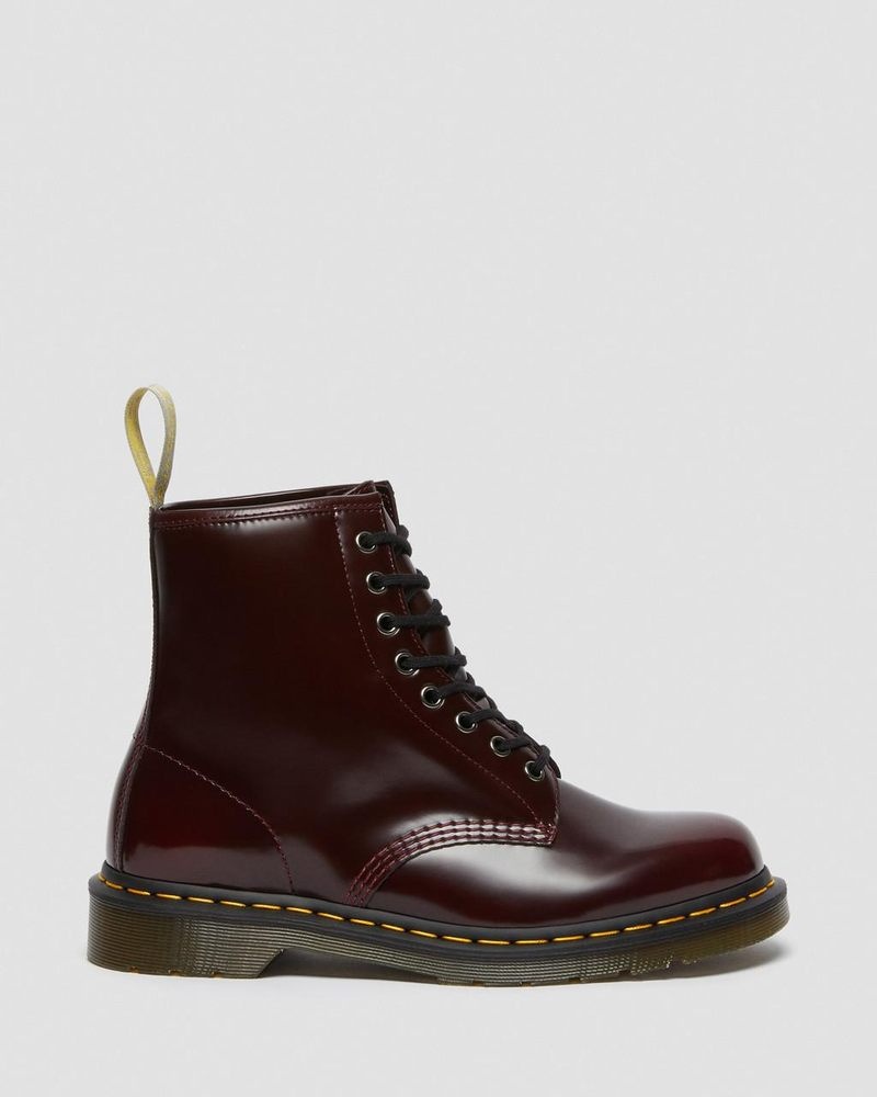 Cherry Red Doctor Martens Vegan 1460 Lace Up Boots (Oxford Rub Off) | UB39-N2SP