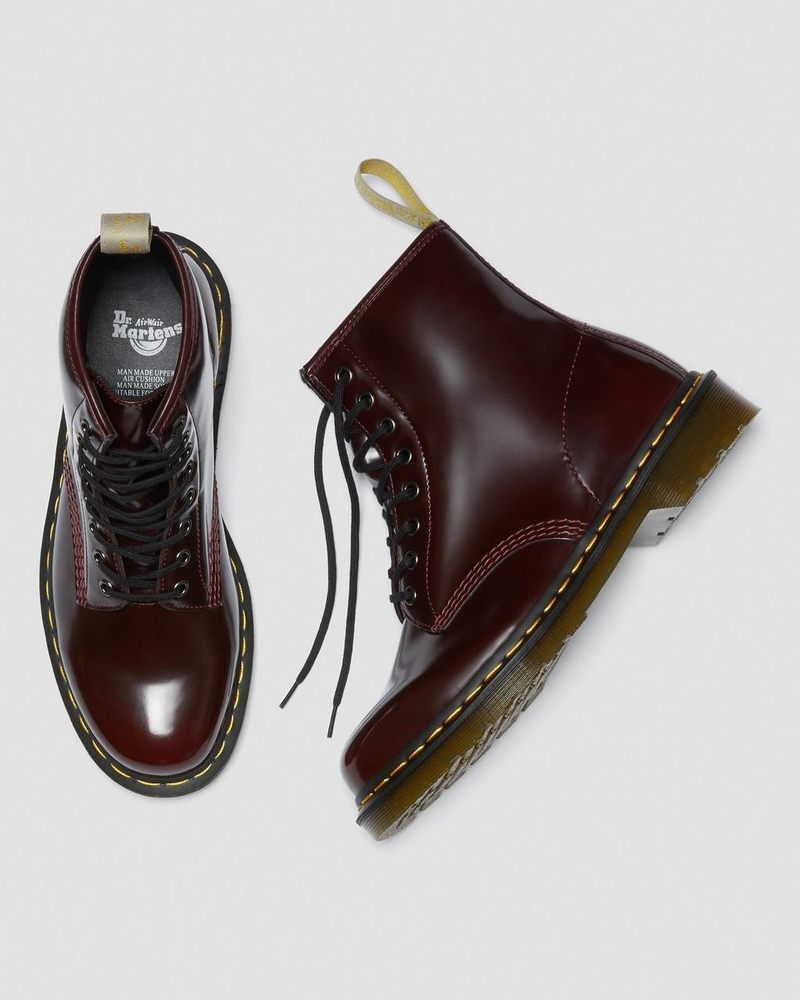 Cherry Red Doctor Martens Vegan 1460 Lace Up Boots (Oxford Rub Off) | UB39-N2SP